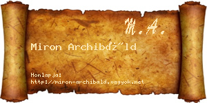 Miron Archibáld névjegykártya